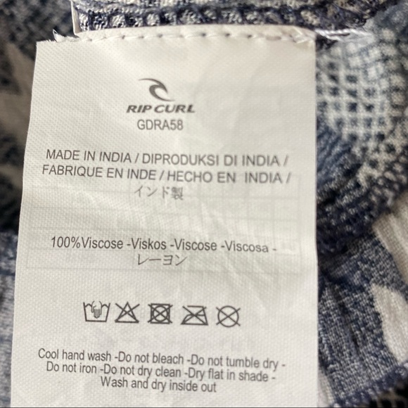 Ripcurl Aztec/Tribal Print Navy Blue Smocked Off Shoulder Romper - Picture 7 of 9